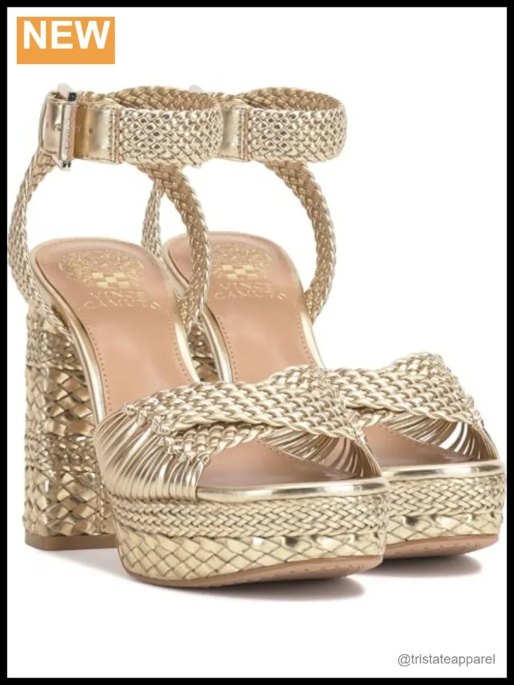 Synthetic Woven Platform Sandals with Block Heel & Ankle Strap